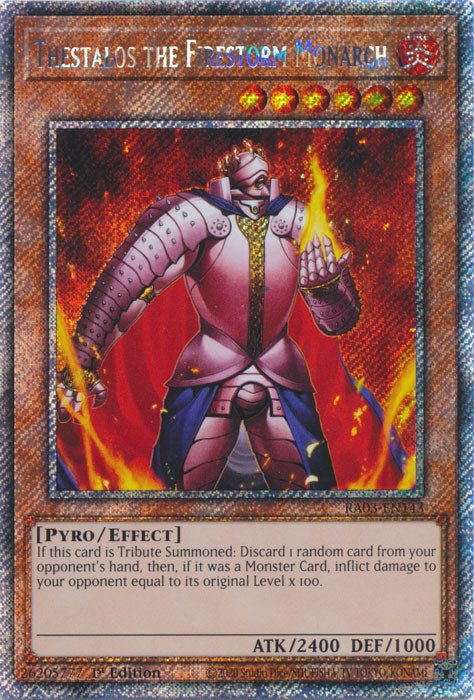 Thestalos the Firestorm Monarch (Platinum Secret Rare) - RA03-EN143 - Platinum Secret Rare - 1st Edition
