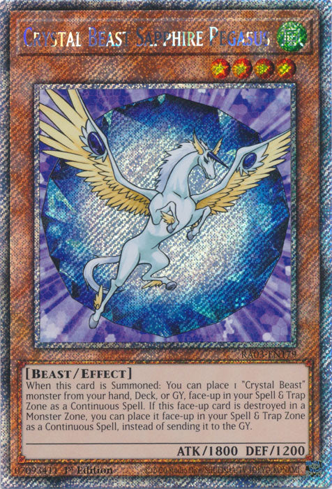 Crystal Beast Sapphire Pegasus (Platinum Secret Rare) - RA03-EN179 - Platinum Secret Rare - 1st Edition