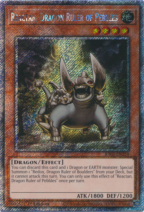 Reactan, Dragon Ruler of Pebbles (Platinum Secret Rare) - RA03-EN254 - Platinum Secret Rare - 1st Edition