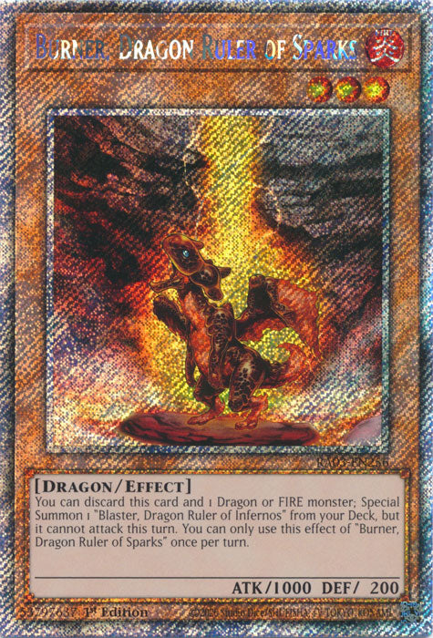 Burner, Dragon Ruler of Sparks (Platinum Secret Rare) - RA03-EN256 - Platinum Secret Rare - 1st Edition