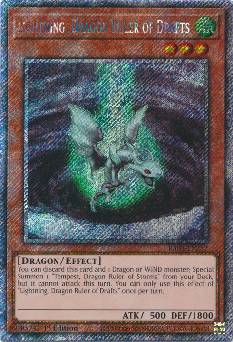 Lightning, Dragon Ruler of Drafts (Platinum Secret Rare) - RA03-EN257 - Platinum Secret Rare - 1st Edition