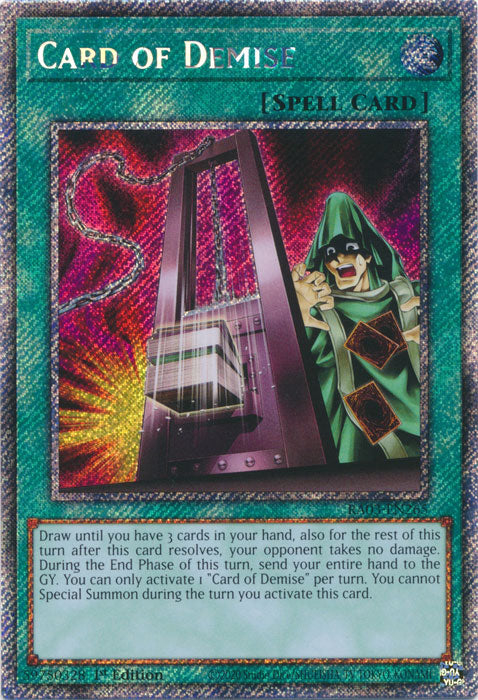 Card of Demise (Platinum Secret Rare) - RA03-EN265 - Platinum Secret Rare - 1st Edition