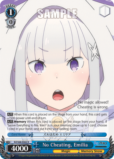 No Cheating, Emilia - RZ/S68-E062 - Rare available at 401 Games Canada