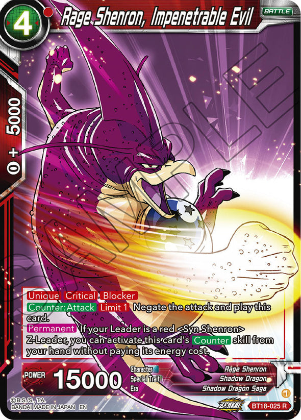 Rage Shenron, Impenetrable Evil - BT18-025 - Rare available at 401 Games Canada