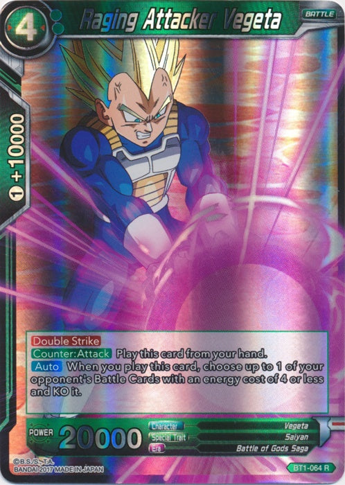 Raging Attacker Vegeta - BT1-064 - Rare available at 401 Games Canada