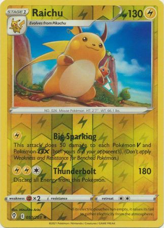 Raichu - 050/203 - Holo Rare - Reverse Holo available at 401 Games Canada