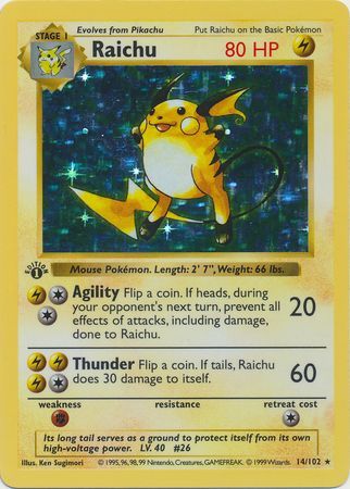 Raichu - 14/102 - Holo - 1st Edition available at 401 Games Canada