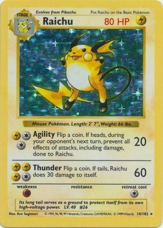 Raichu - 14/102 - Holo - Shadowless available at 401 Games Canada