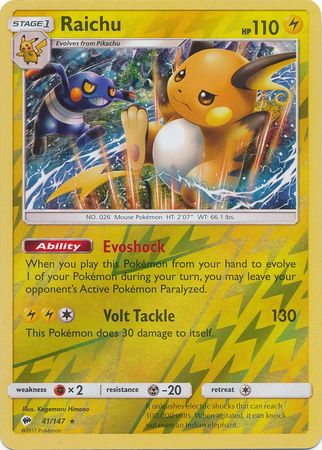 Raichu - 41/147 - Holo Rare - Reverse Holo available at 401 Games Canada