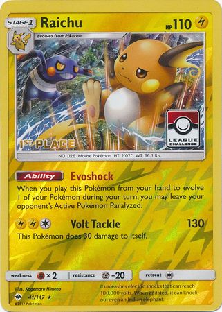 Raichu - 41/147 - League Promo (1st Place) available at 401 Games Canada