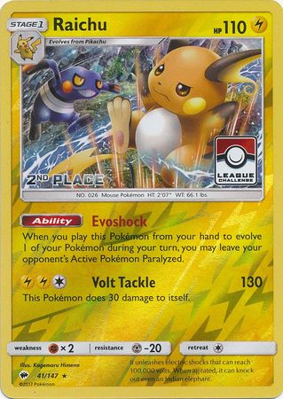 Raichu - 41/147 - League Promo (2nd Place) available at 401 Games Canada