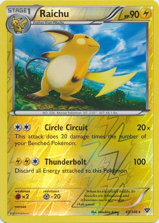 Raichu - 43/146 - Holo Rare - Reverse Holo available at 401 Games Canada