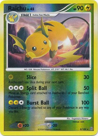 Raichu - 8/100 - Holo Rare - Reverse Holo available at 401 Games Canada