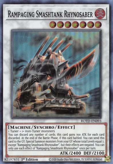 Rampaging Smashtank Rhynosaber - ROTD-EN093 - Super Rare - 1st Edition available at 401 Games Canada