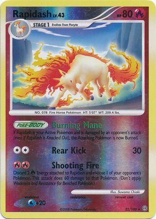 Rapidash - 22/100 - Rare - Reverse Holo available at 401 Games Canada