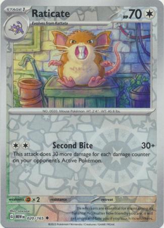 Raticate - 020/165 - Uncommon - Reverse Holo available at 401 Games Canada