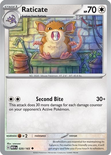 Raticate - 020/165 - Uncommon available at 401 Games Canada