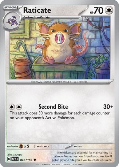 Raticate - 020/165 - Uncommon available at 401 Games Canada