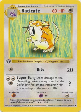 Raticate - 40/102 - Uncommon - 1st Edition available at 401 Games Canada