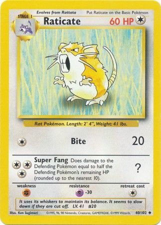 Raticate - 40/102 - Uncommon - Unlimited available at 401 Games Canada