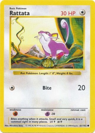 Rattata - 61/102 - Common - Shadowless available at 401 Games Canada