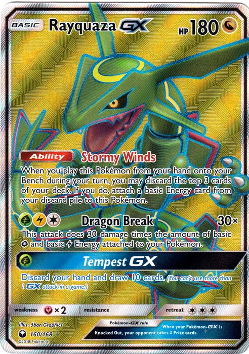 Rayquaza GX - 160/168 - Full Art Ultra Rare available at 401 Games Canada