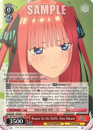 Reason for the Outfit, Nino Nakano (SR) - 5HY/W101-E070S - Super Rare available at 401 Games Canada