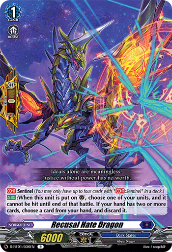 Recusal Hate Dragon - D-BT01/036 - Rare available at 401 Games Canada