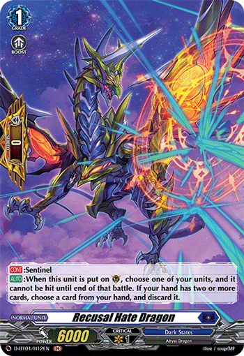 Recusal Hate Dragon - D-BT01/H12 - Holo Rare available at 401 Games Canada