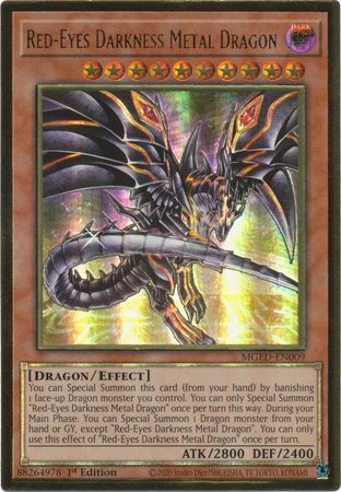 Red-Eyes Darkness Metal Dragon (Alternate Art) - MGED-EN009 - Premium Gold Rare - 1st Edition available at 401 Games Canada