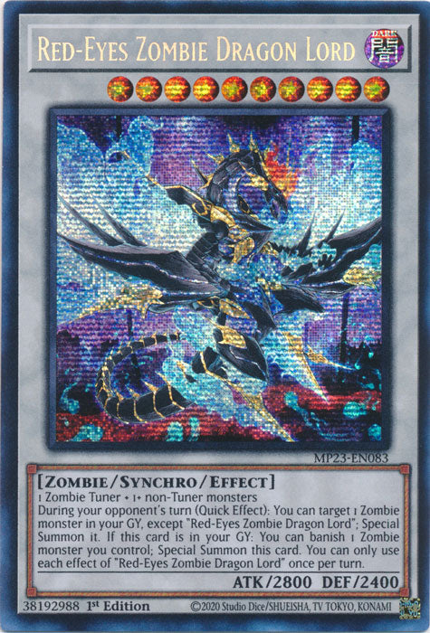 Red-Eyes Zombie Dragon Lord - MP23-EN083 - Prismatic Secret Rare - 1st Edition available at 401 Games Canada