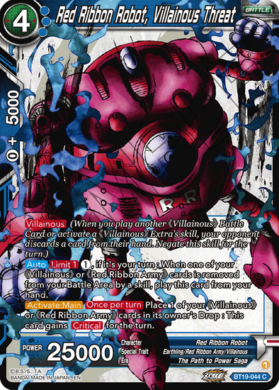 Red Ribbon Robot, Villainous Threat - BT19-044 - Common available at 401 Games Canada