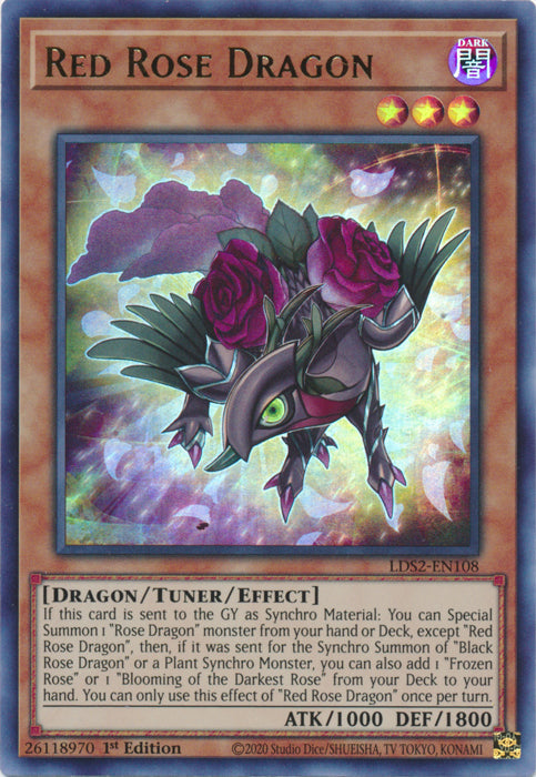 Red Rose Dragon (BLUE) - LDS2-EN108 - Ultra Rare - 1st Edition available at 401 Games Canada