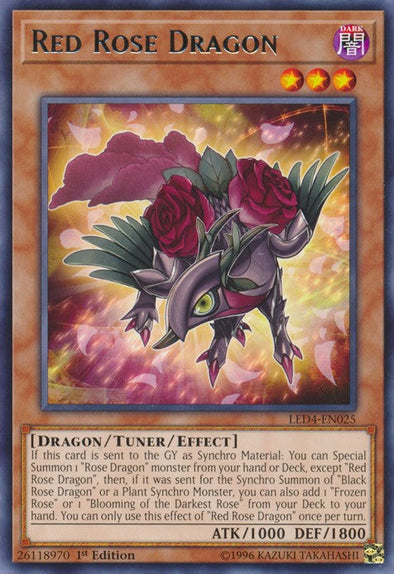 Red Rose Dragon - LED4-EN025 - Rare - 1st Edition available at 401 Games Canada