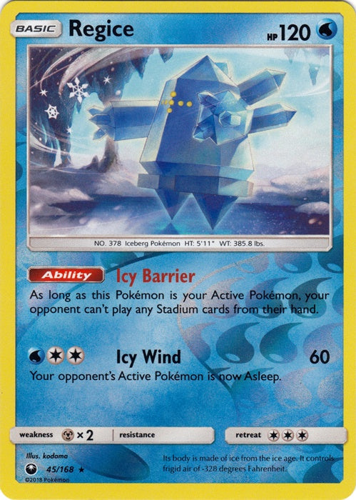 Regice - 45/168 - Rare - Reverse Holo available at 401 Games Canada