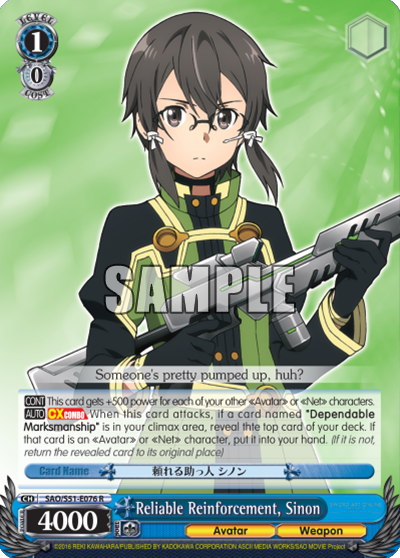 Reliable Reinforcement, Sinon - SAO/S51-E076 - Rare available at 401 Games Canada