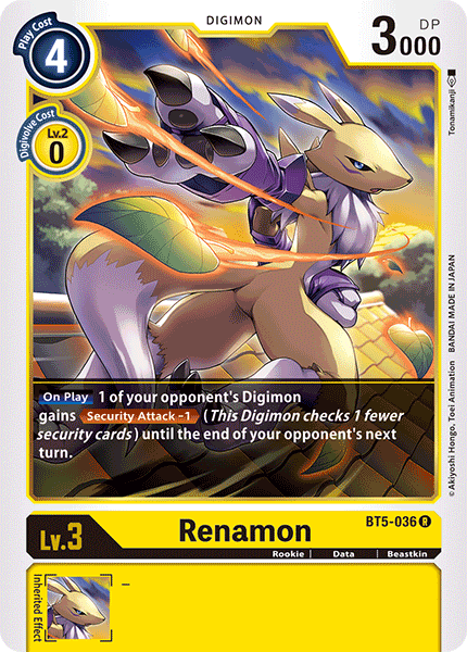 Renamon - BT5-036 - Rare available at 401 Games Canada