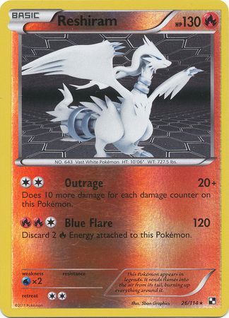 Reshiram - 26/114 - Holo Rare - Reverse Holo available at 401 Games Canada