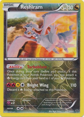 Reshiram - 63/108 - Holo Rare - Reverse Holo available at 401 Games Canada