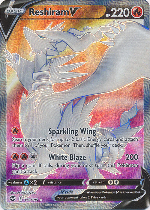 Reshiram V - 172/195 - Full Art Ultra Rare available at 401 Games Canada