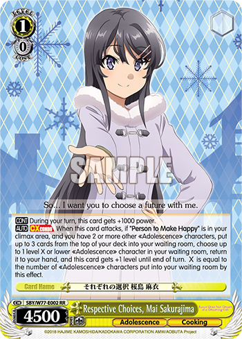 Respective Choices, Mai Sakurajima - SBY/W77-E002 - Double Rare available at 401 Games Canada