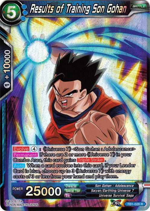 Results of Training Son Gohan - TB1-028 - Rare available at 401 Games Canada