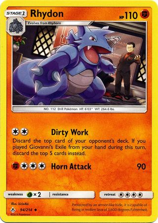 Rhydon - 94/214 - Uncommon available at 401 Games Canada