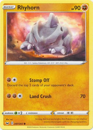 Rhyhorn - 097/202 - Common available at 401 Games Canada