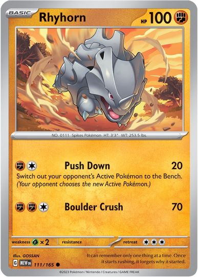 Rhyhorn - 111/165 - Common available at 401 Games Canada