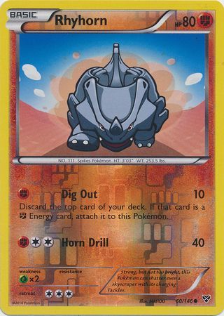 Rhyhorn - 60/146 - Common - Reverse Holo available at 401 Games Canada