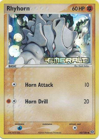 Rhyhorn - 62/106 - Common - Reverse Holo available at 401 Games Canada