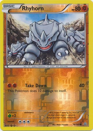 Rhyhorn - 74/160 - Common - Reverse Holo available at 401 Games Canada