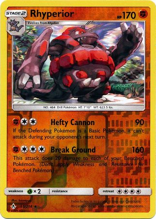 Rhyperior - 95/214 - Rare - Reverse Holo available at 401 Games Canada