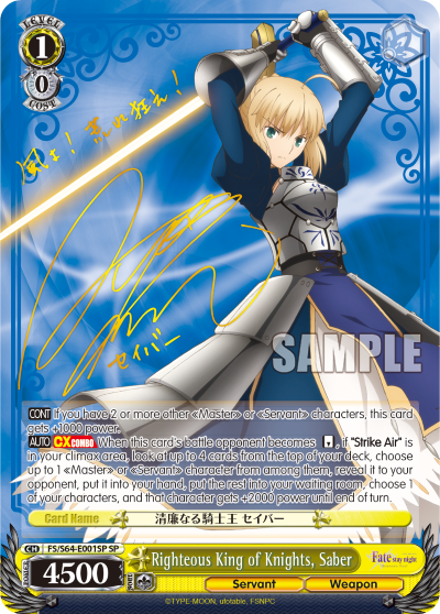 Righteous King of Knights, Saber - FS/S64-E001SP - Special Rare available at 401 Games Canada